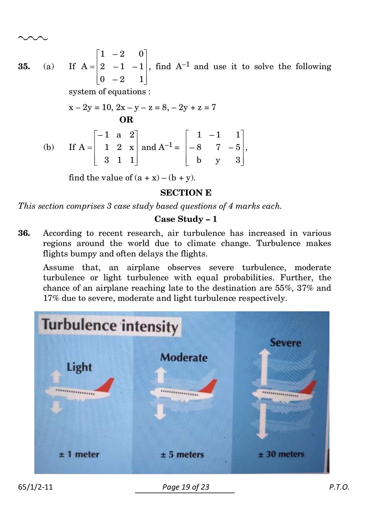 CBSE Class 12 65-1-2 Mathematics 2024 Question Paper - Page 19