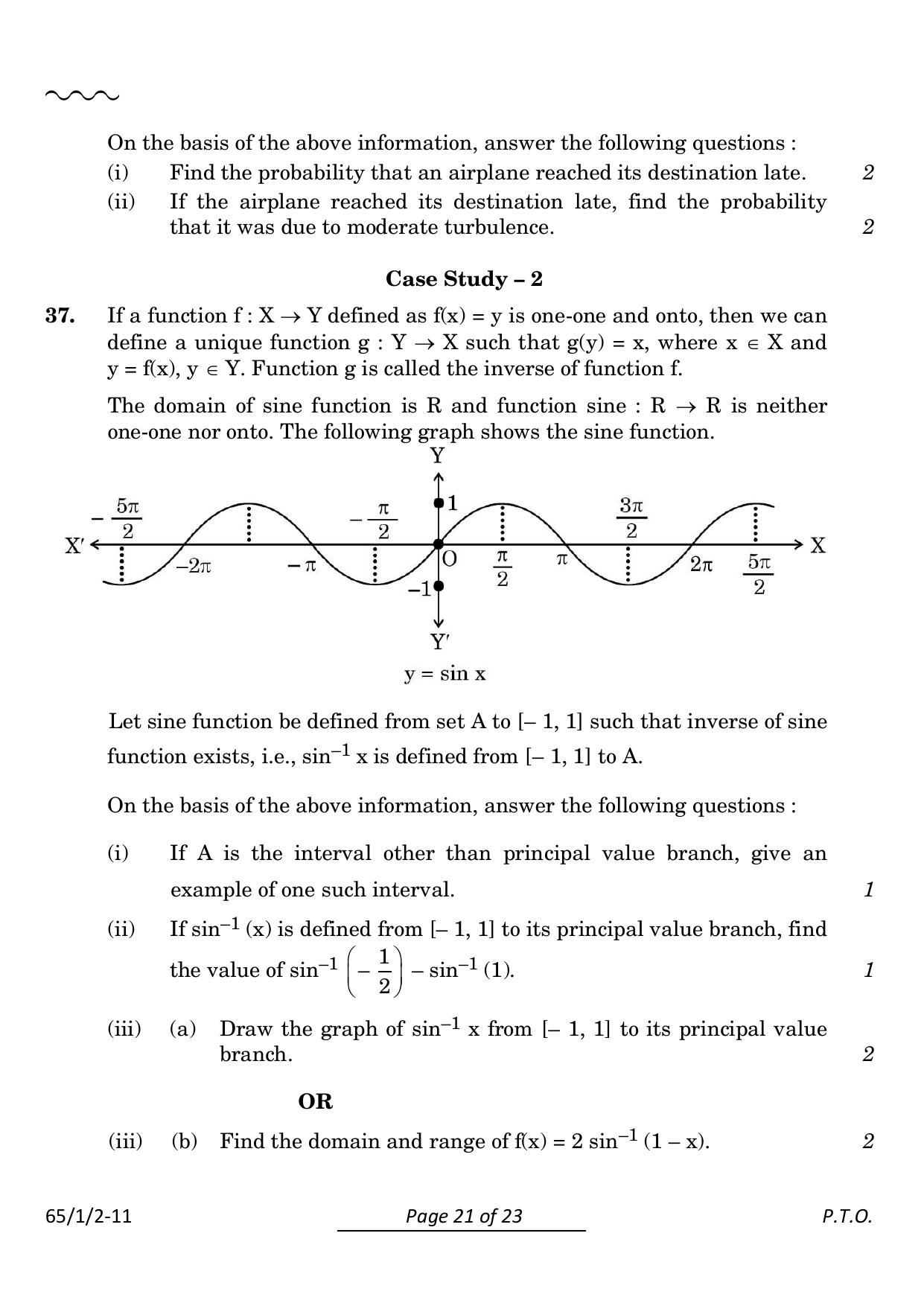 CBSE Class 12 65-1-2 Mathematics 2024 Question Paper - Page 21
