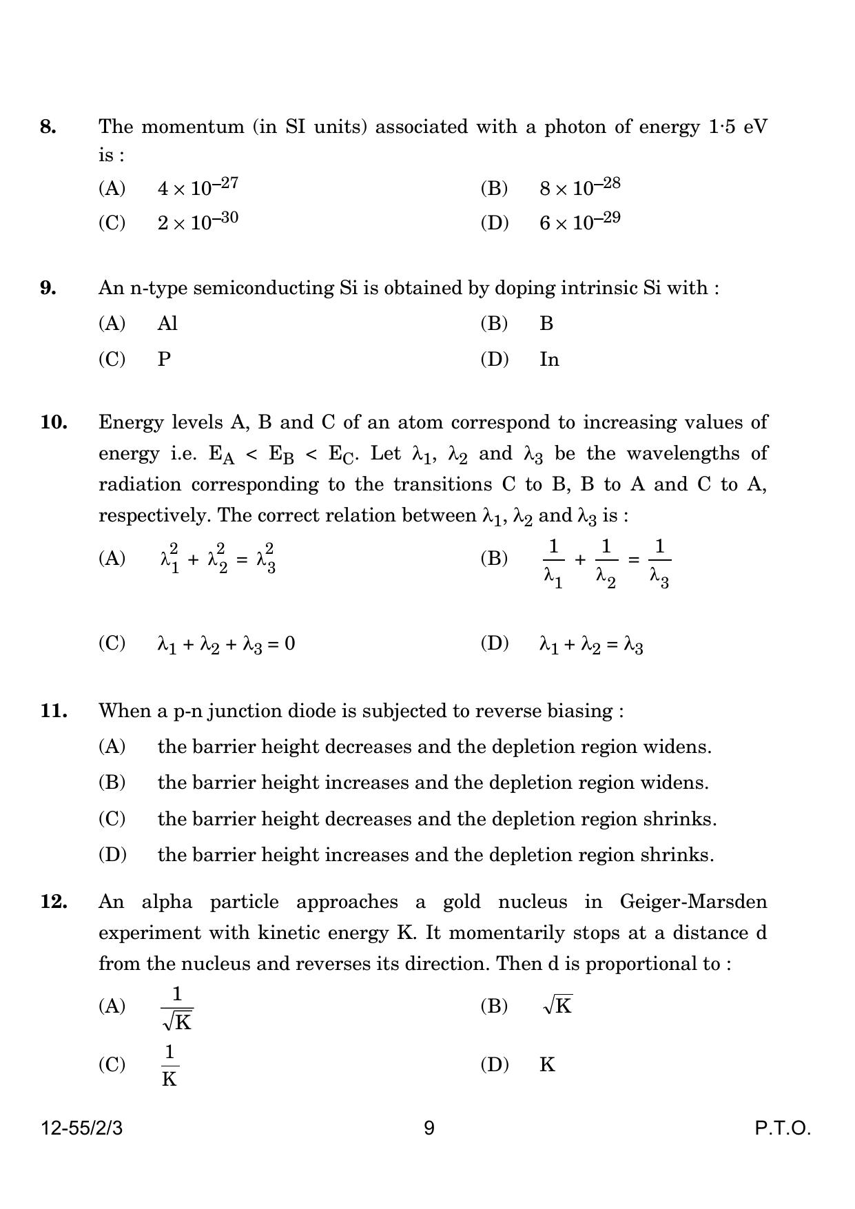 CBSE Class 12 55-2-3 Physics 2024 Question Paper - Page 9
