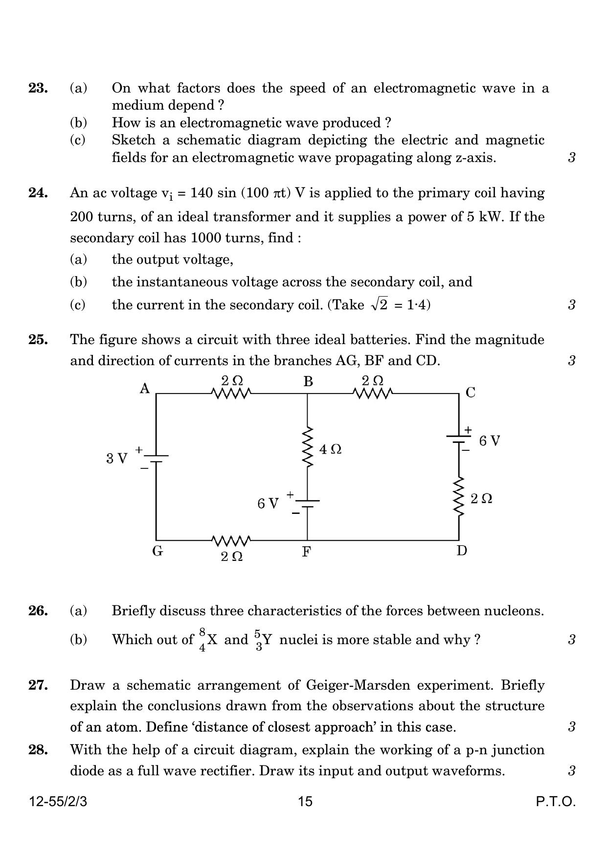 CBSE Class 12 55-2-3 Physics 2024 Question Paper - Page 15