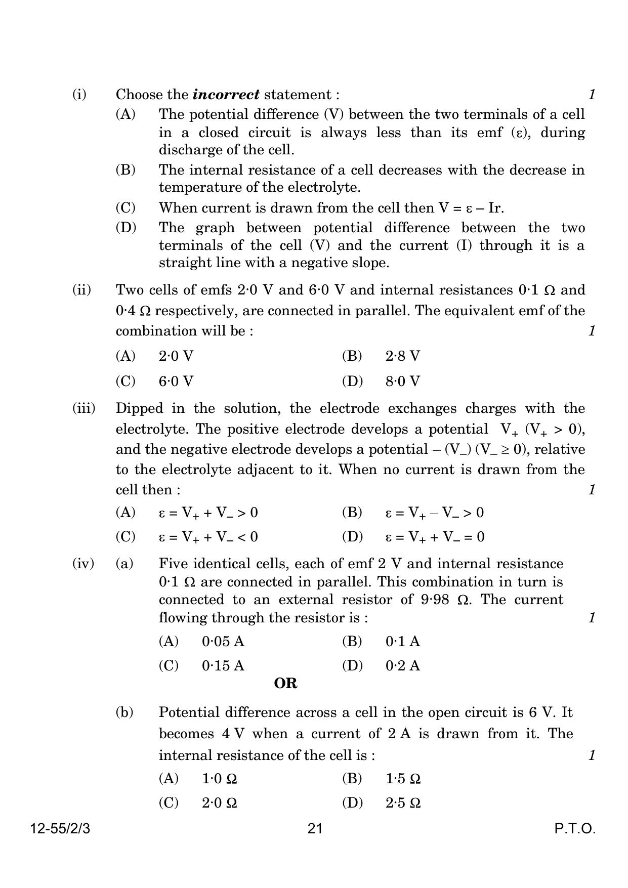 CBSE Class 12 55-2-3 Physics 2024 Question Paper - Page 21