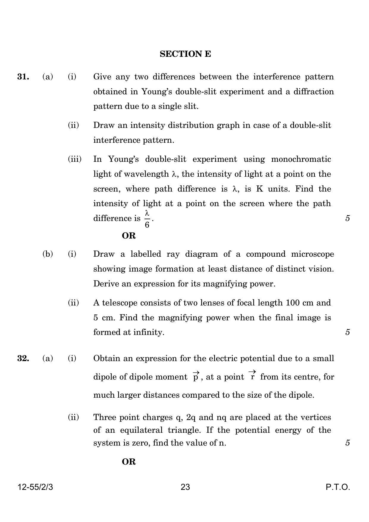 CBSE Class 12 55-2-3 Physics 2024 Question Paper - Page 23
