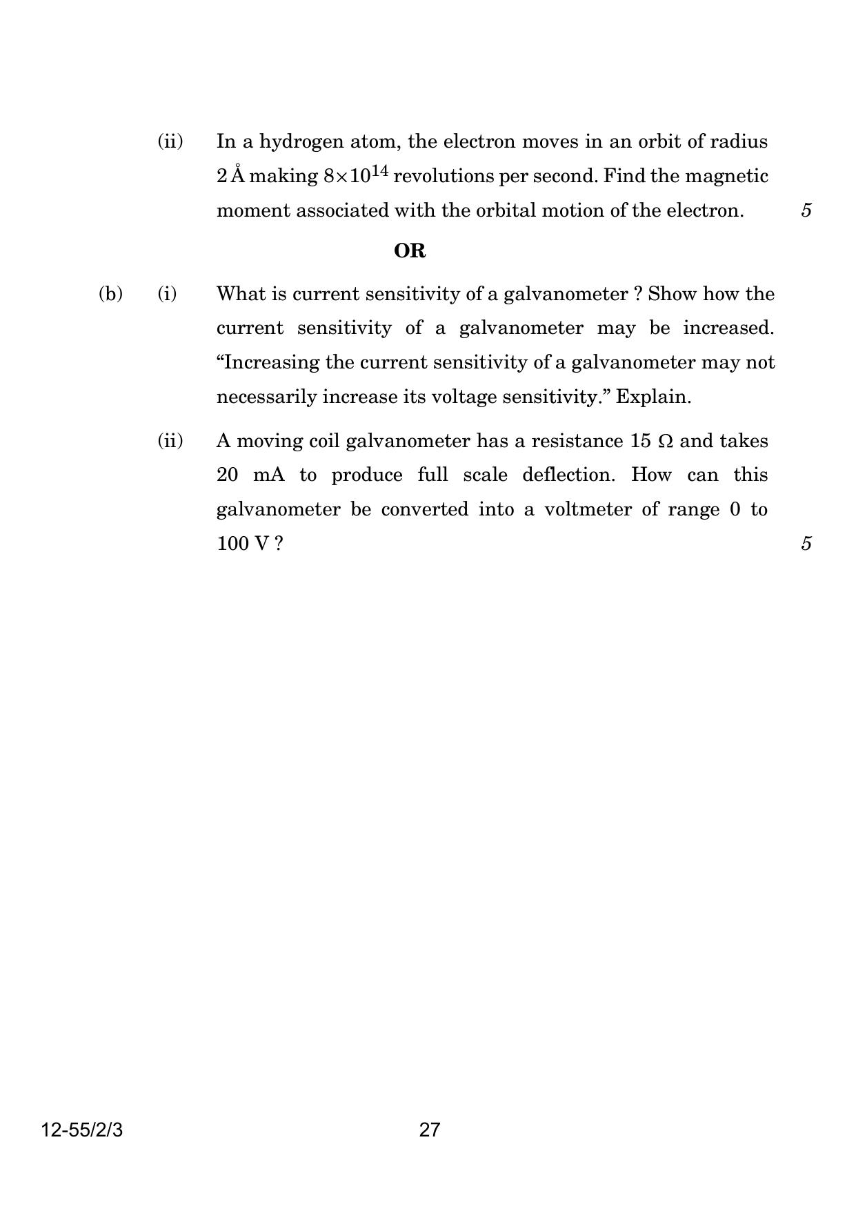 CBSE Class 12 55-2-3 Physics 2024 Question Paper - Page 27