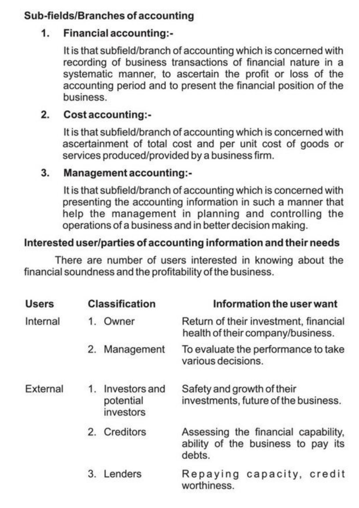 Class 11 Notes, Question & Practice Paper - Accountancy (Topic 1 : Introduction to Accounting) - Page 5
