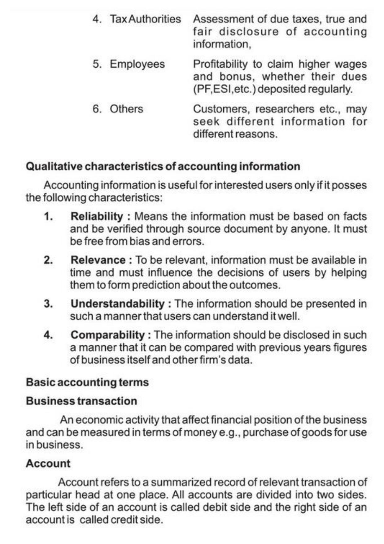 Class 11 Notes, Question & Practice Paper - Accountancy (Topic 1 : Introduction to Accounting) - Page 6