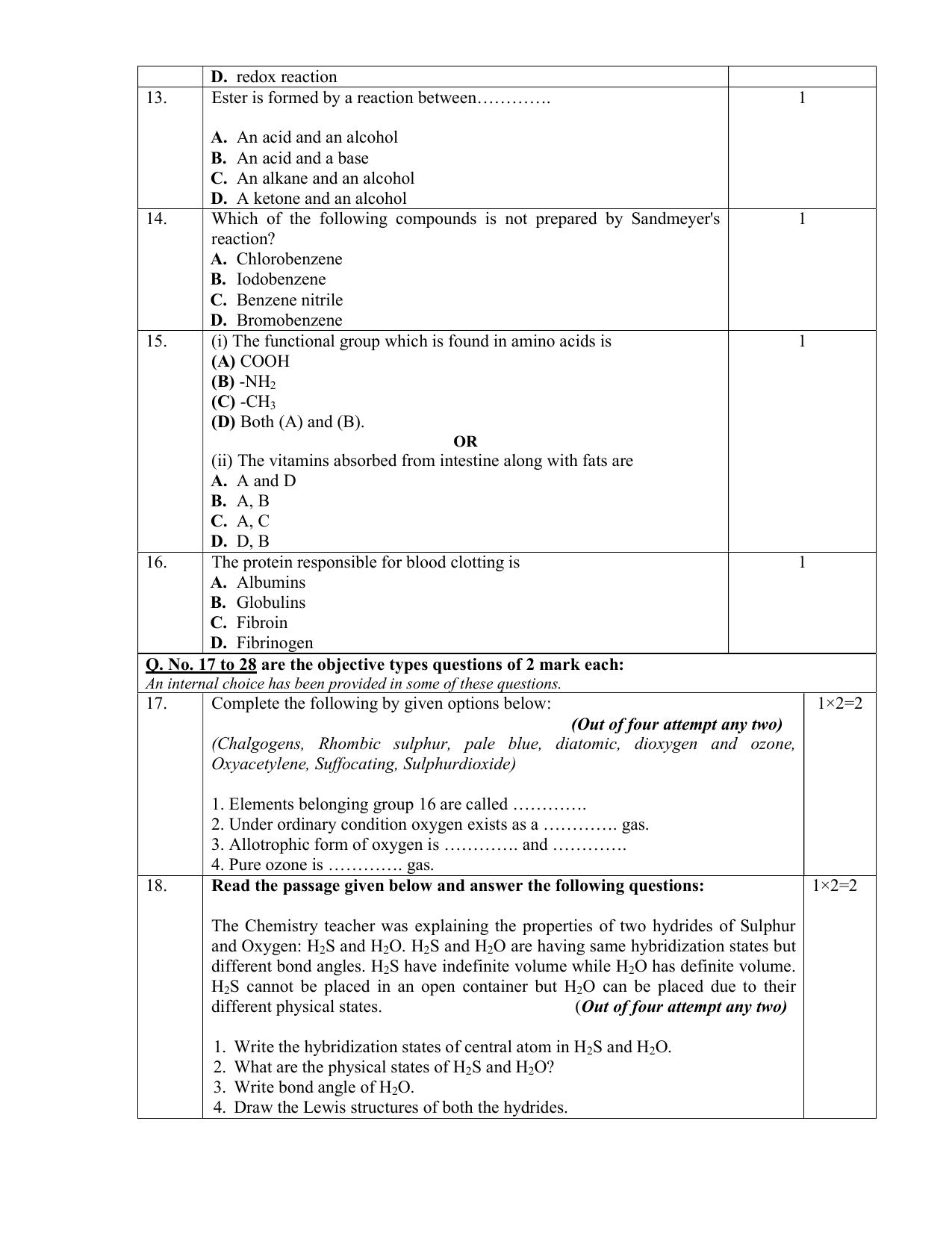 NIOS Class 12 Chemistry Sample Paper - Page 4
