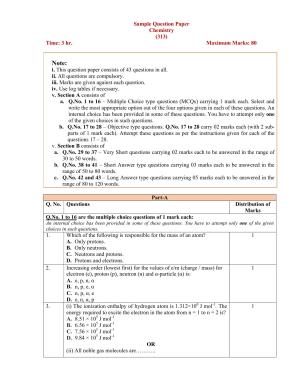 NIOS Class 12 Chemistry Sample Paper