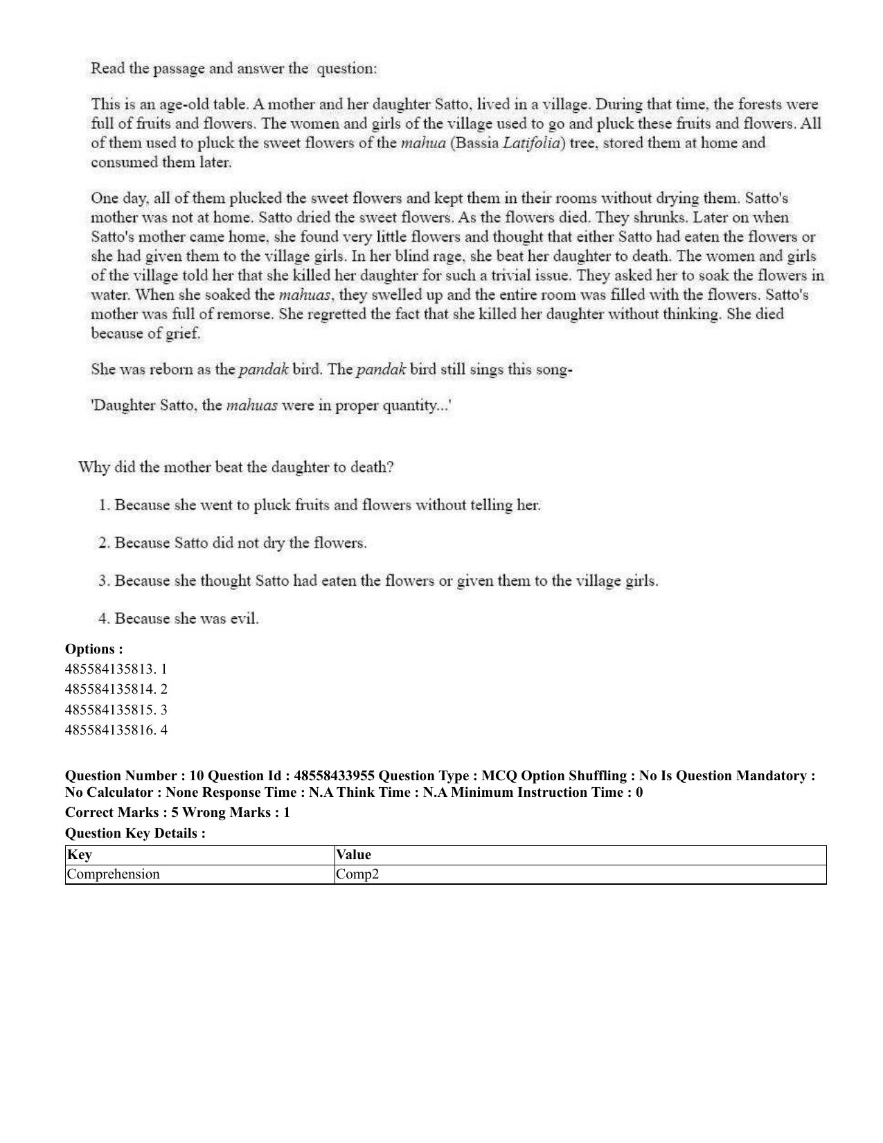 CUET 2023 English Tamil Shift 3 Question Paper - 18 June 2023 - Page 10