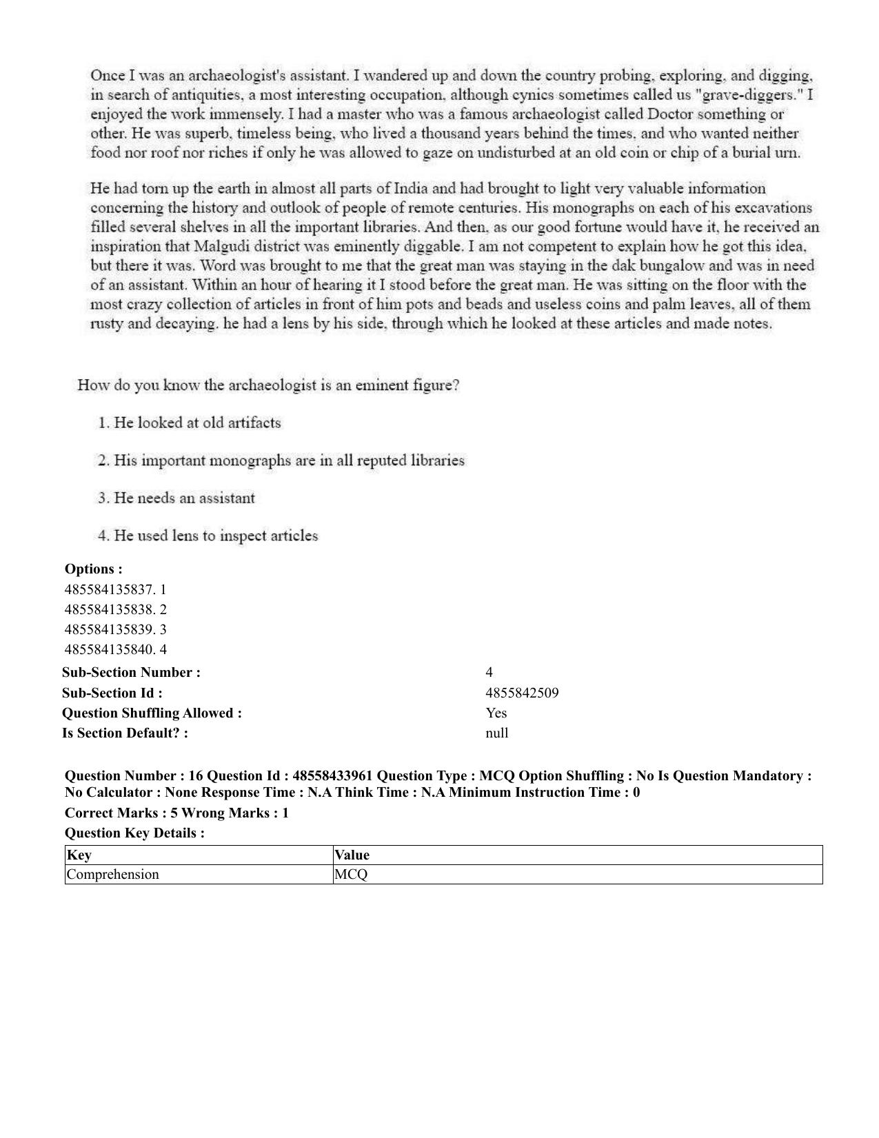 CUET 2023 English Tamil Shift 3 Question Paper - 18 June 2023 - Page 16