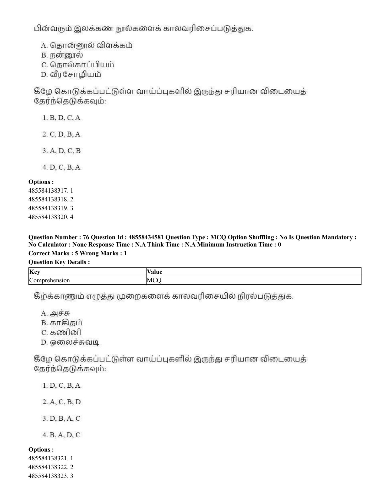 CUET 2023 English Tamil Shift 3 Question Paper - 18 June 2023 - Page 61