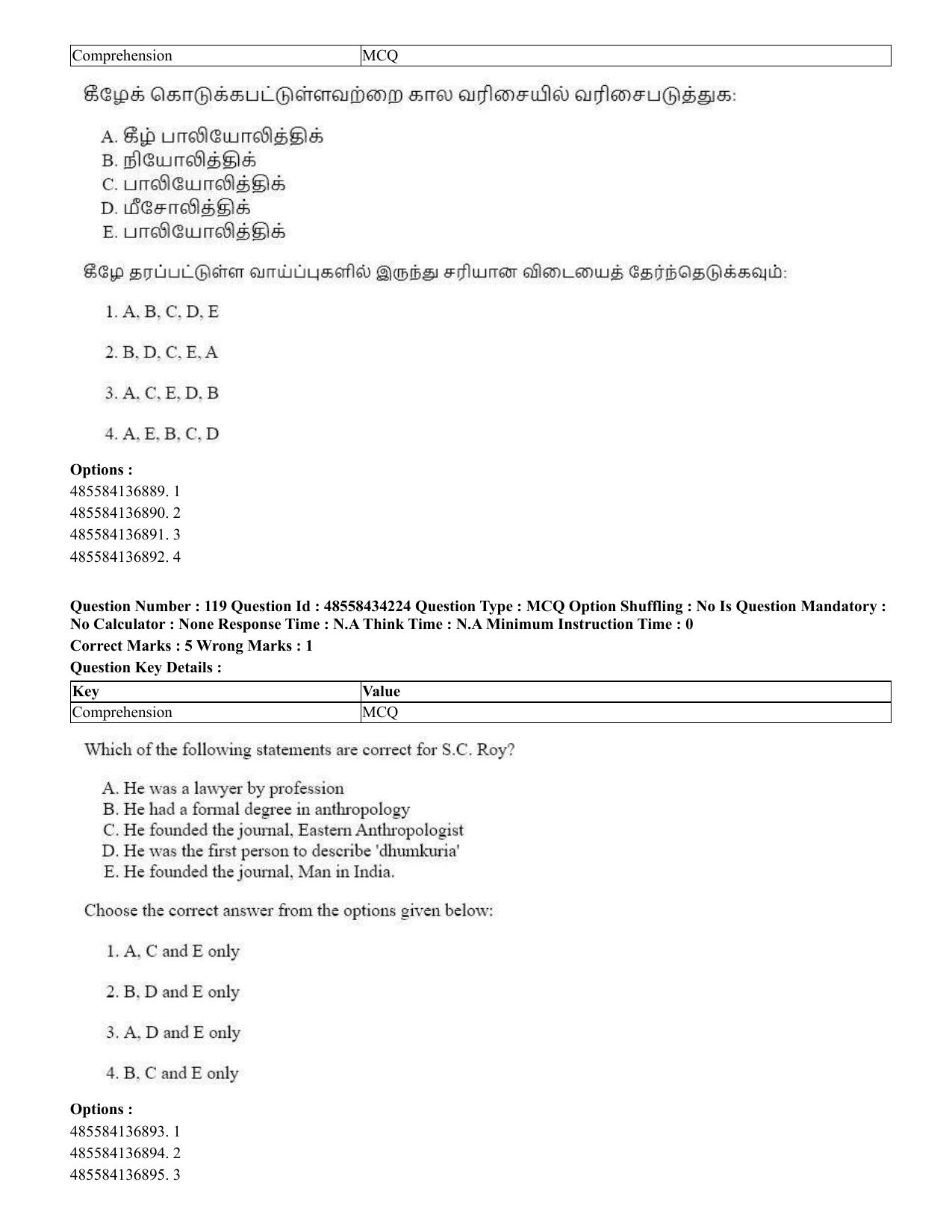 CUET 2023 English Tamil Shift 3 Question Paper - 18 June 2023 - Page 96