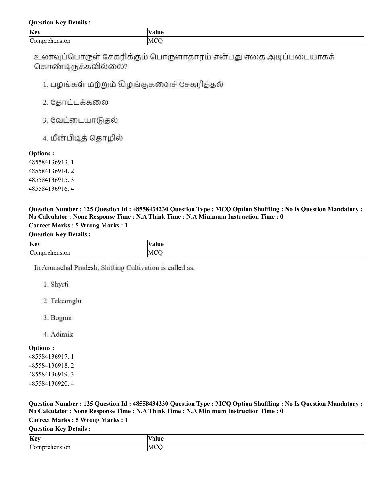 CUET 2023 English Tamil Shift 3 Question Paper - 18 June 2023 - Page 103
