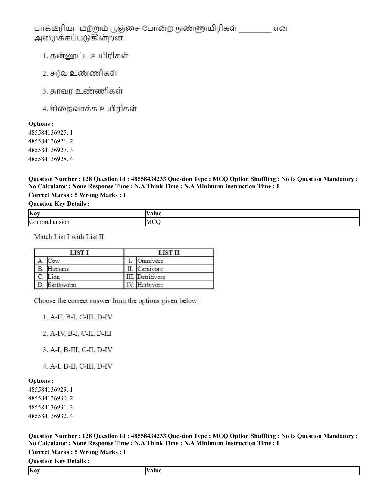 CUET 2023 English Tamil Shift 3 Question Paper - 18 June 2023 - Page 106