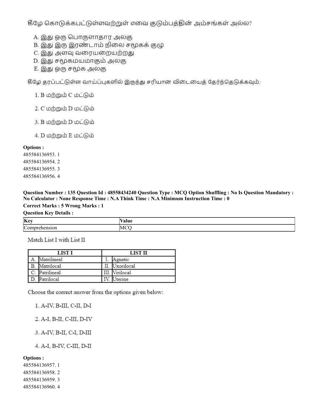 CUET 2023 English Tamil Shift 3 Question Paper - 18 June 2023 - Page 113