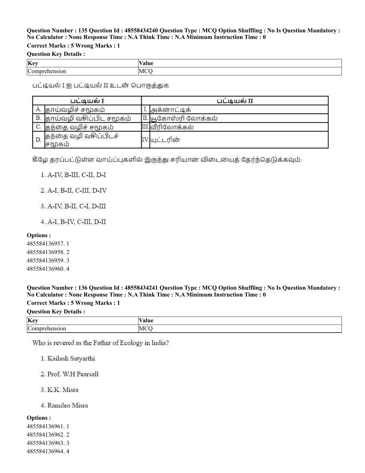 CUET 2023 English Tamil Shift 3 Question Paper - 18 June 2023 - Page 114