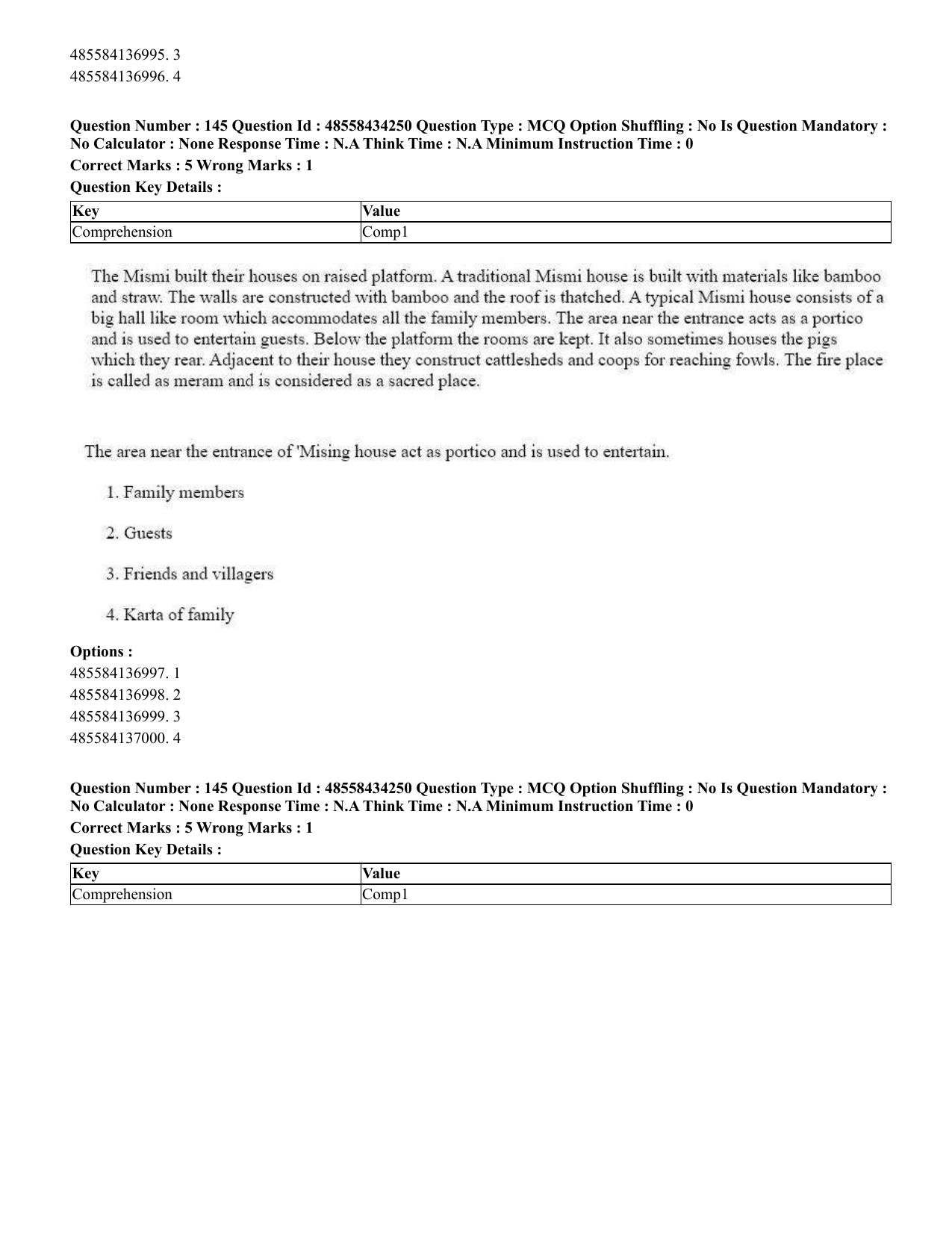 CUET 2023 English Tamil Shift 3 Question Paper - 18 June 2023 - Page 125
