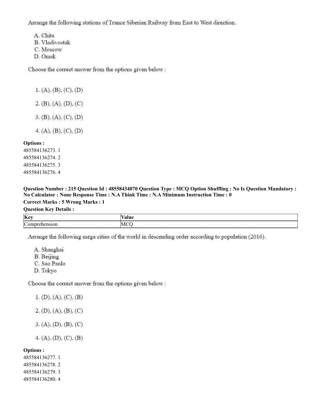 CUET 2023 English Tamil Shift 3 Question Paper - 18 June 2023 - Page 213