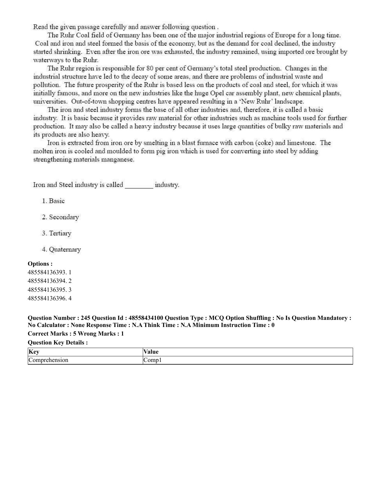 CUET 2023 English Tamil Shift 3 Question Paper - 18 June 2023 - Page 231