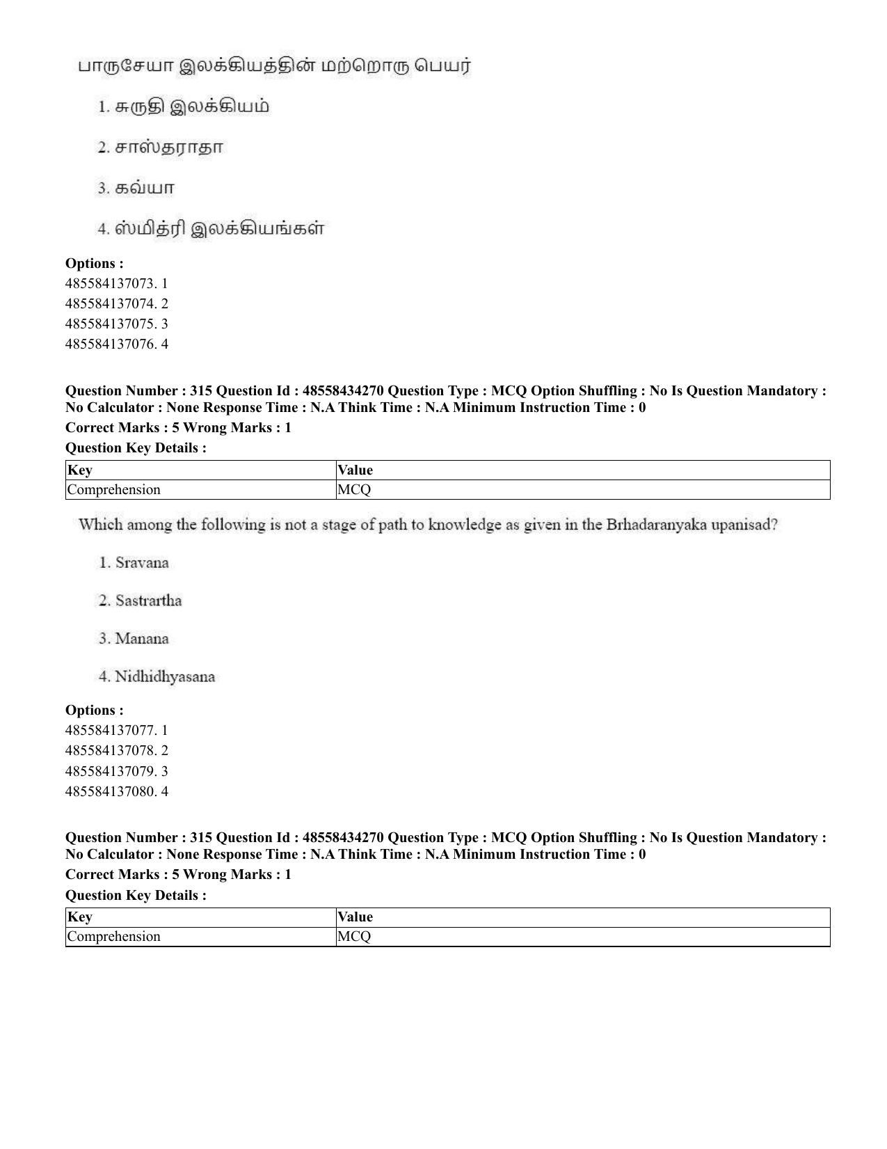 CUET 2023 English Tamil Shift 3 Question Paper - 18 June 2023 - Page 279