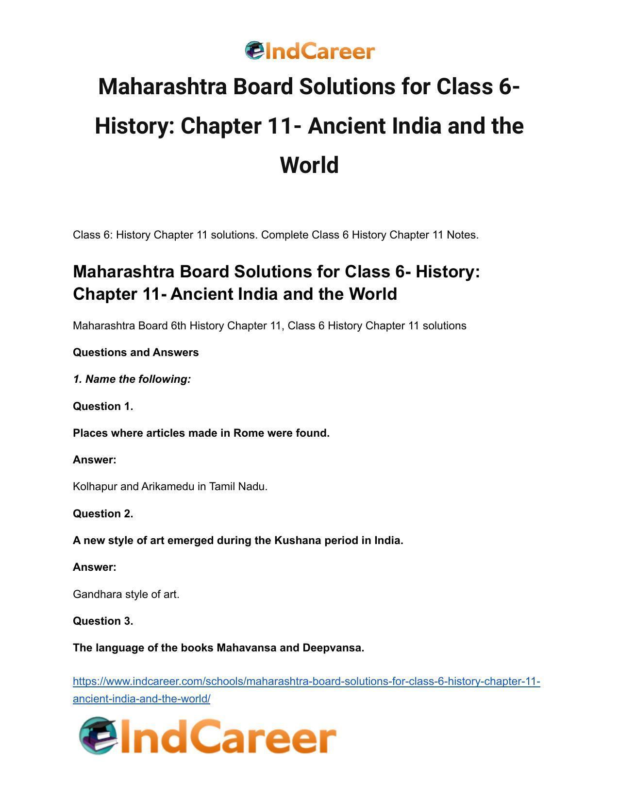 Maharashtra Board Solutions for Class 6- History: Chapter 11- Ancient India and the World - Page 2