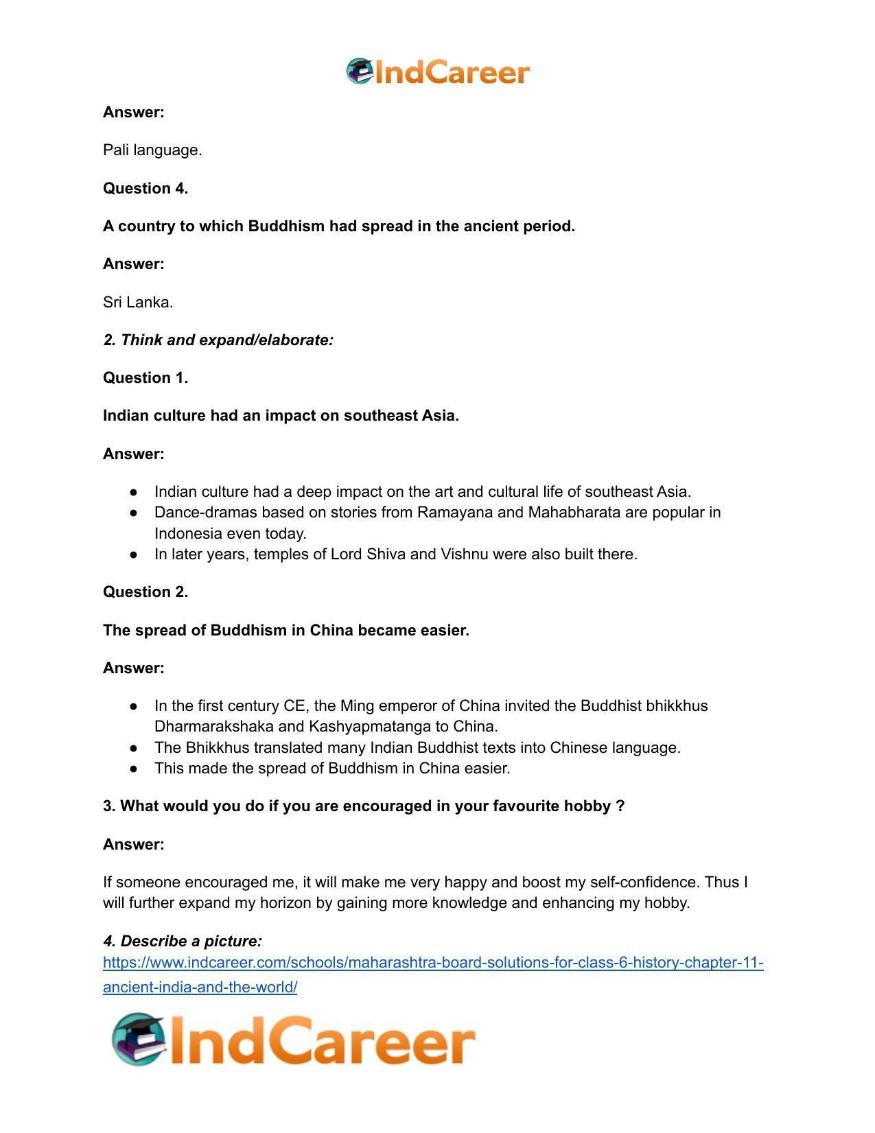 Maharashtra Board Solutions for Class 6- History: Chapter 11- Ancient India and the World - Page 3