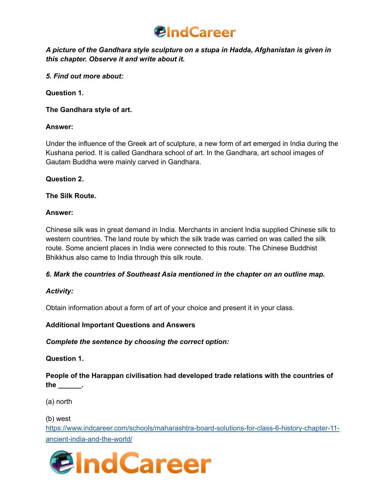 Maharashtra Board Solutions for Class 6- History: Chapter 11- Ancient India and the World - Page 4
