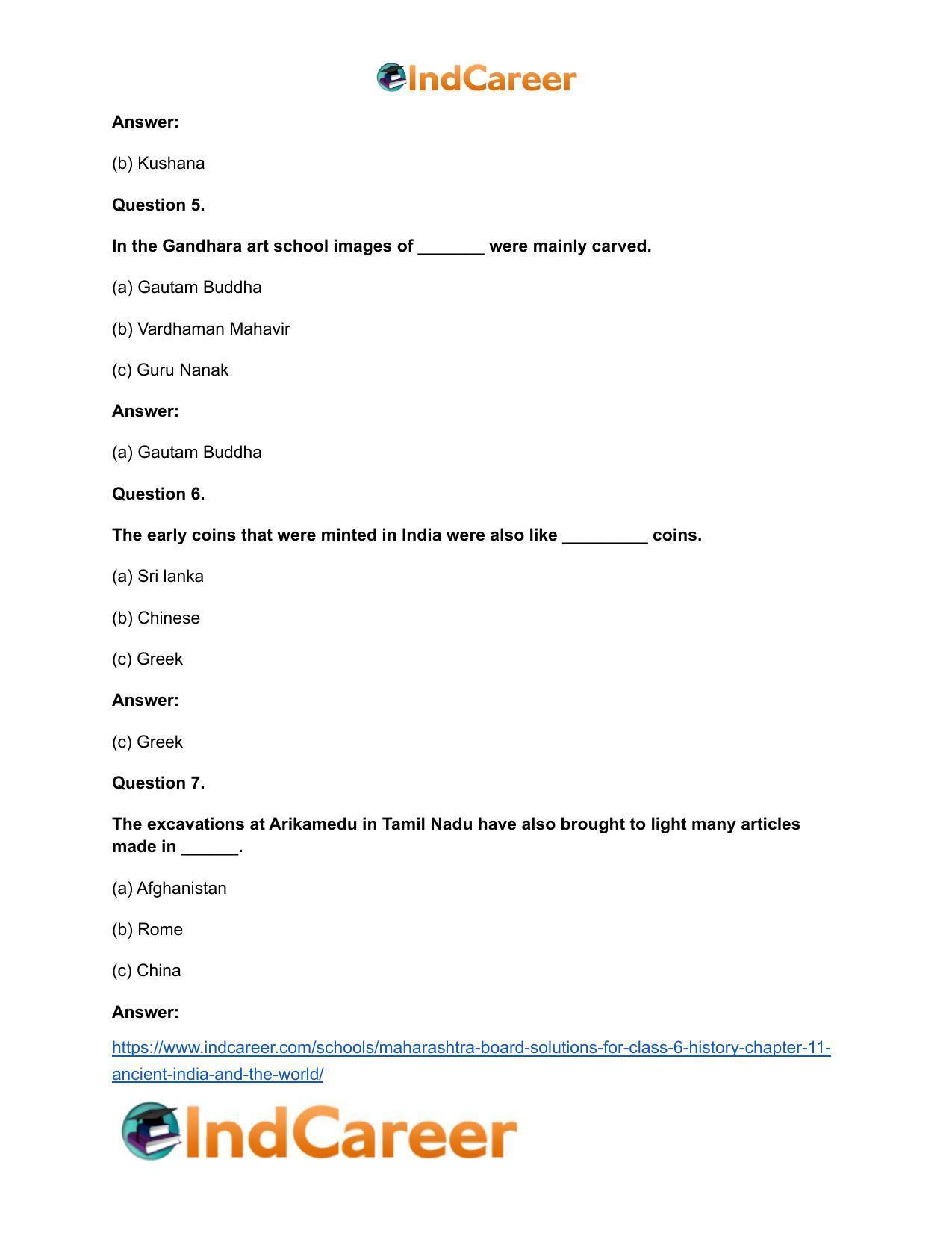 Maharashtra Board Solutions for Class 6- History: Chapter 11- Ancient India and the World - Page 6