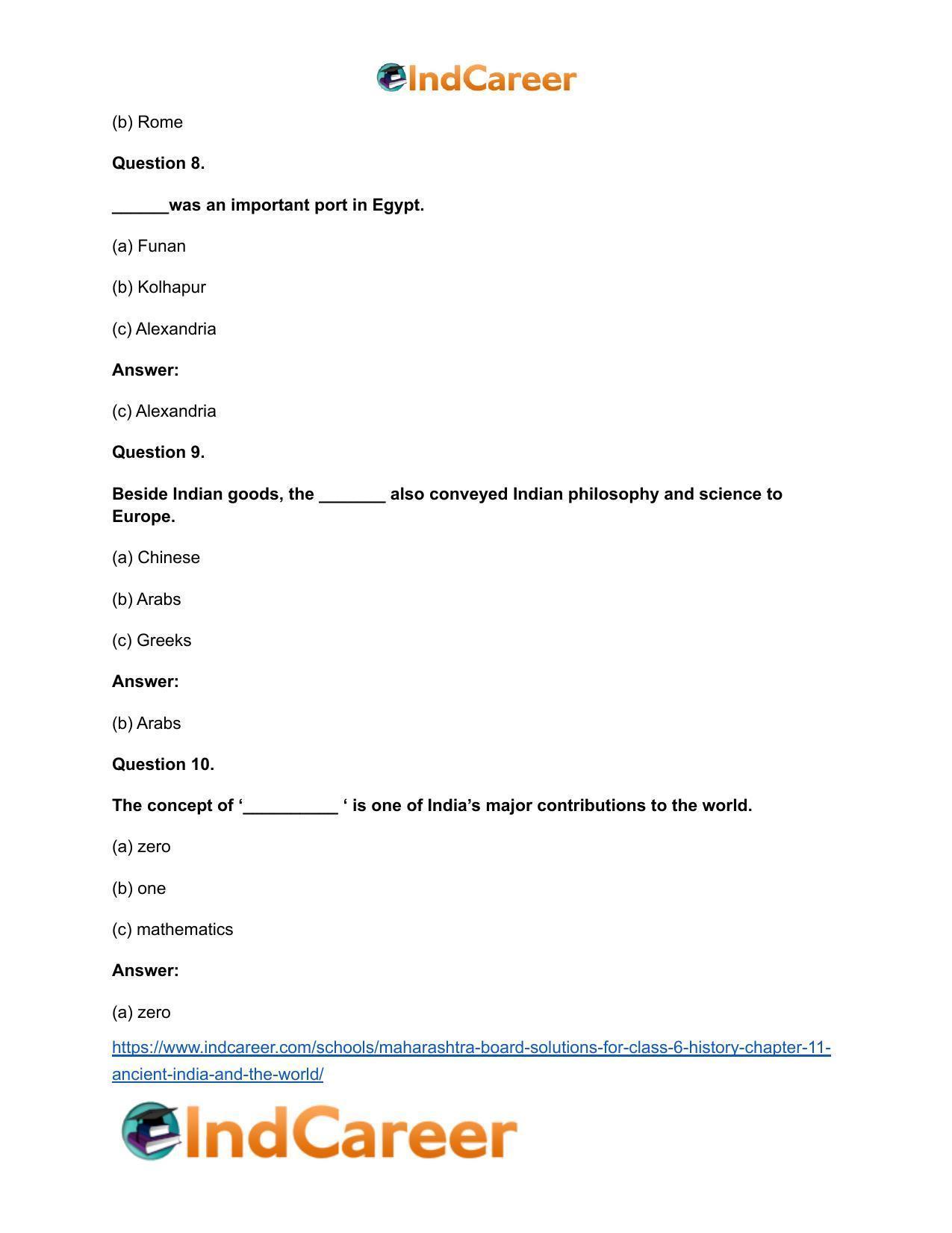Maharashtra Board Solutions for Class 6- History: Chapter 11- Ancient India and the World - Page 7