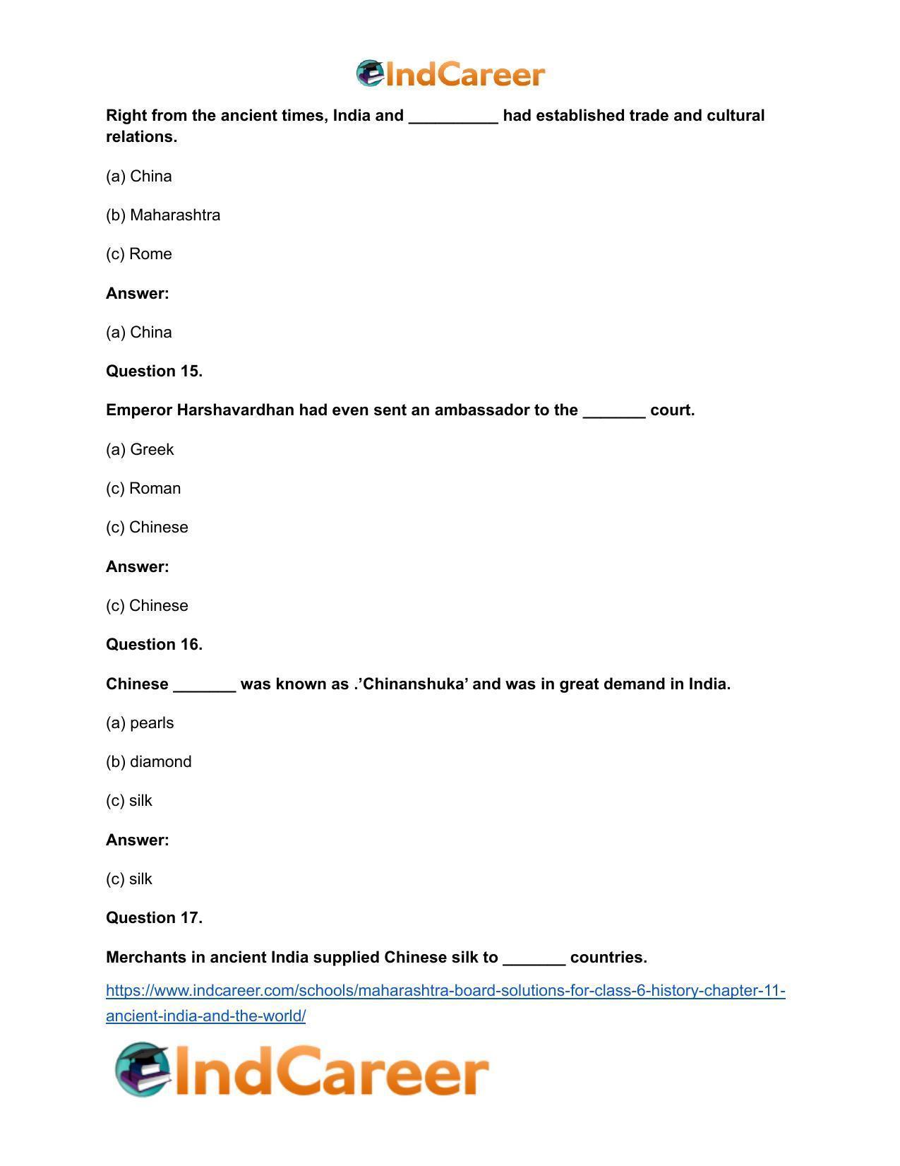 Maharashtra Board Solutions for Class 6- History: Chapter 11- Ancient India and the World - Page 9