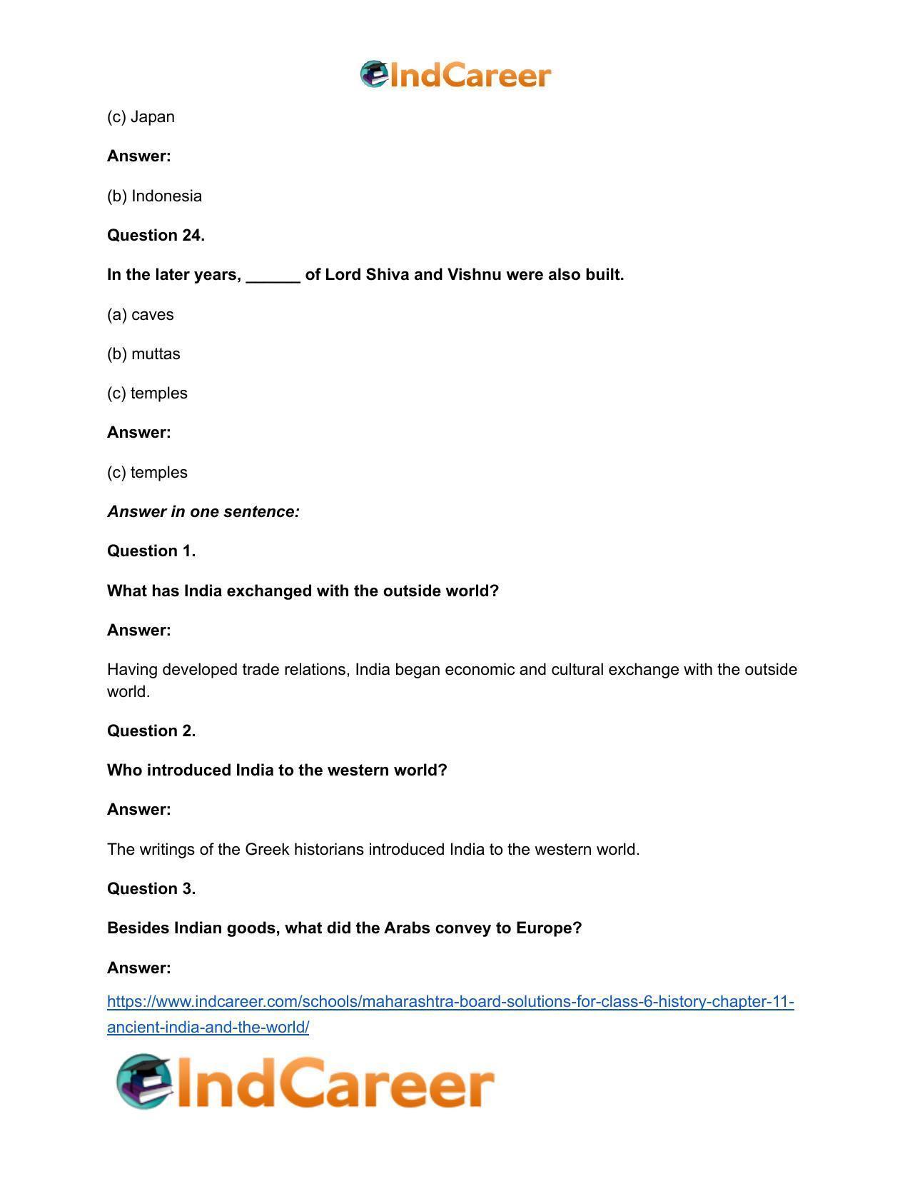 Maharashtra Board Solutions for Class 6- History: Chapter 11- Ancient India and the World - Page 12