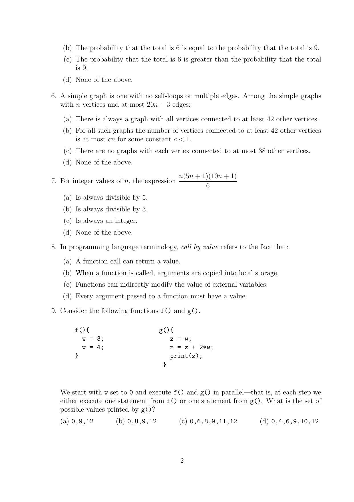 CMI Entrance Exam 2010 Question Paper MSc/PhD Computer Science - Page 2