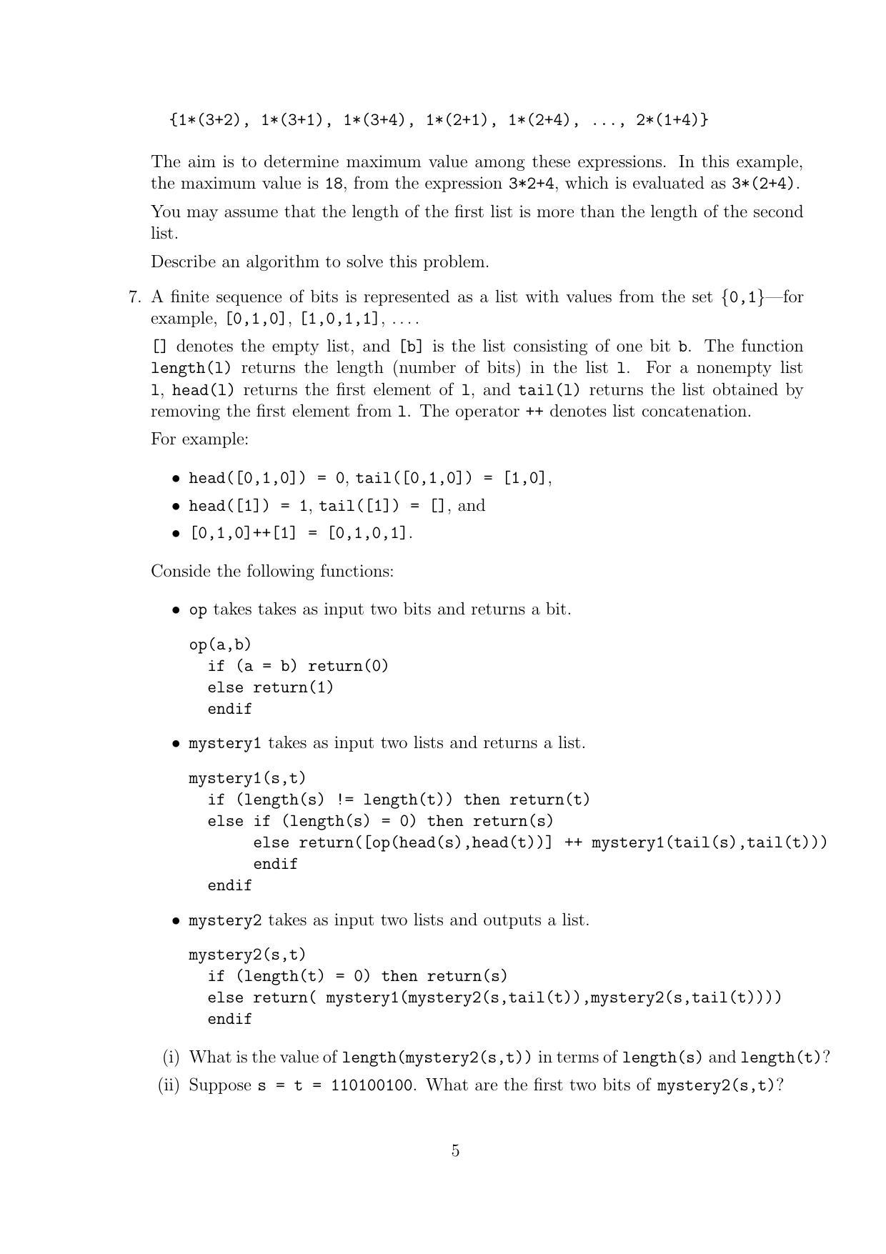 CMI Entrance Exam 2010 Question Paper MSc/PhD Computer Science - Page 5