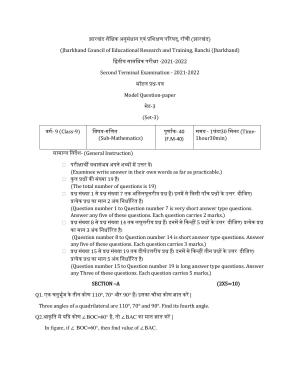 JAC Board Class 9th 2022 Term 3 Maths Set 3 Model Paper