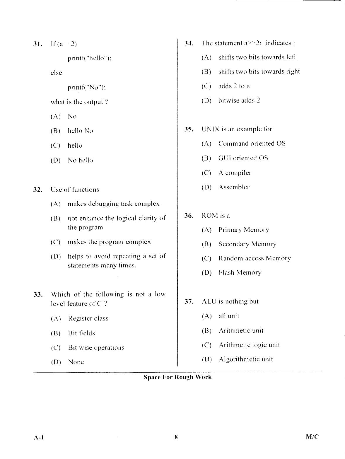 Karnataka PGCET 2017 Mathematics and Computer Science Question Paper - Page 7