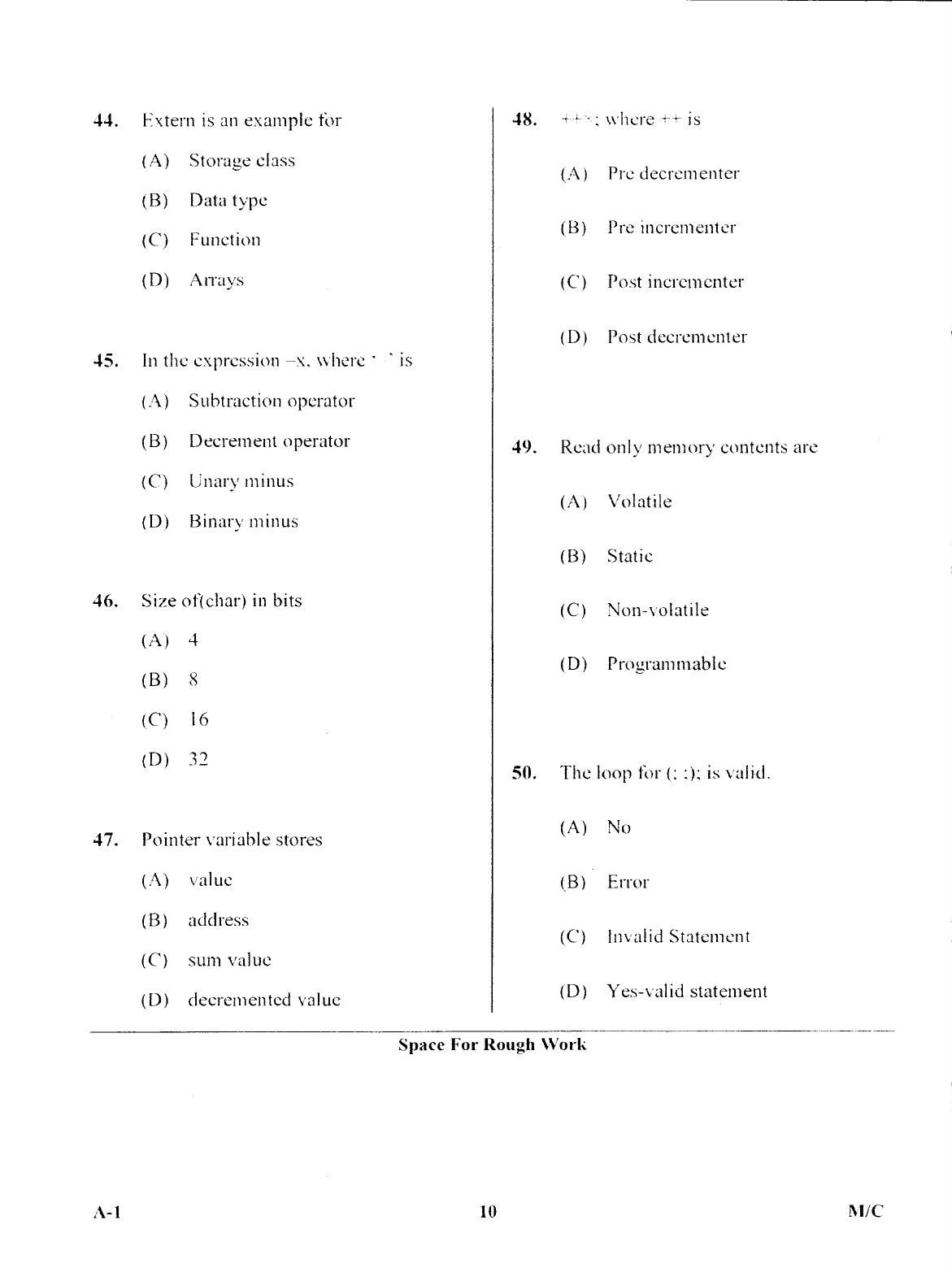 Karnataka PGCET 2017 Mathematics and Computer Science Question Paper - Page 9