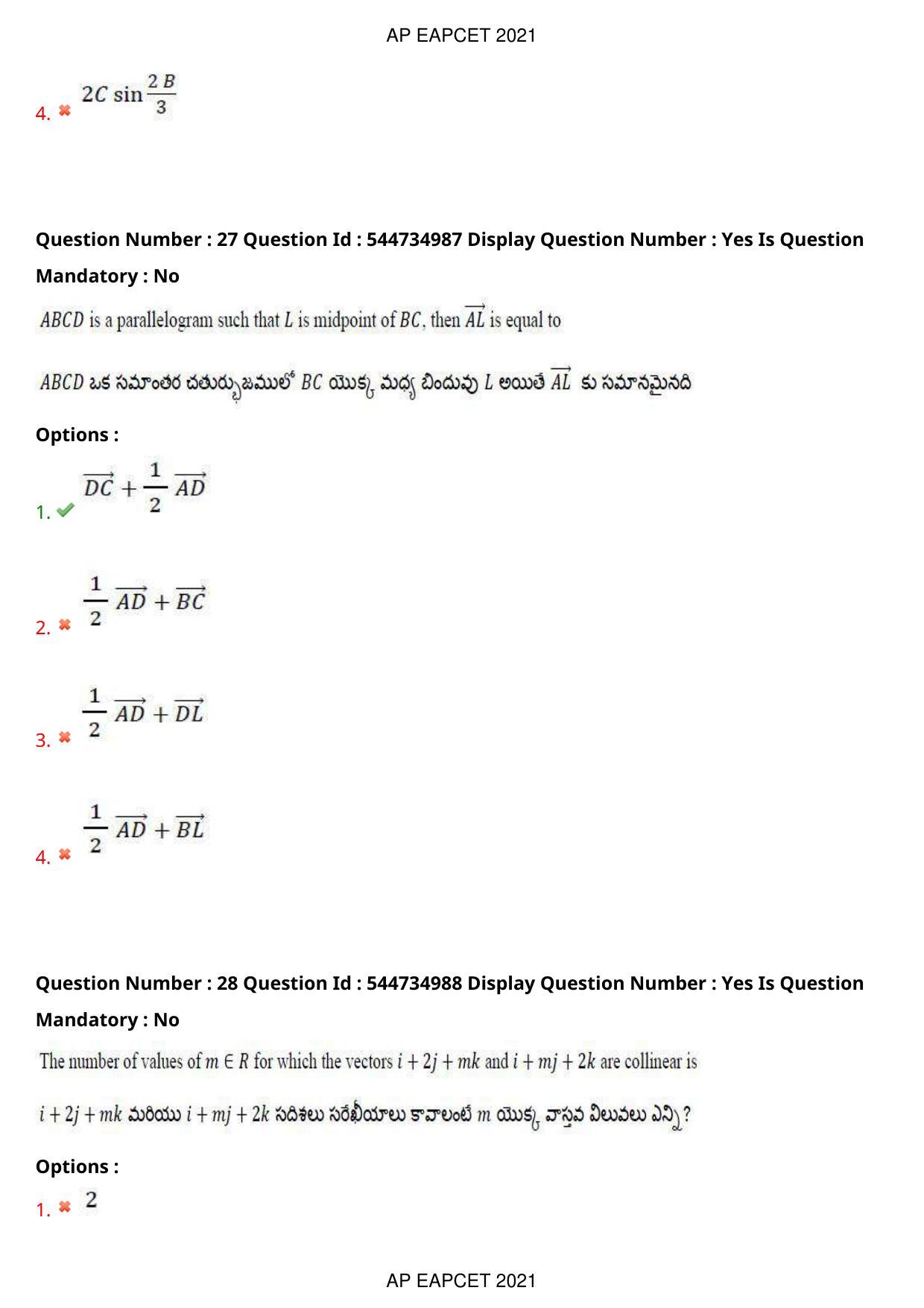 AP EAPCET 2021 - August 24,2021 Shift 1 - Master Engineering Question Paper With Preliminary Keys - Page 18