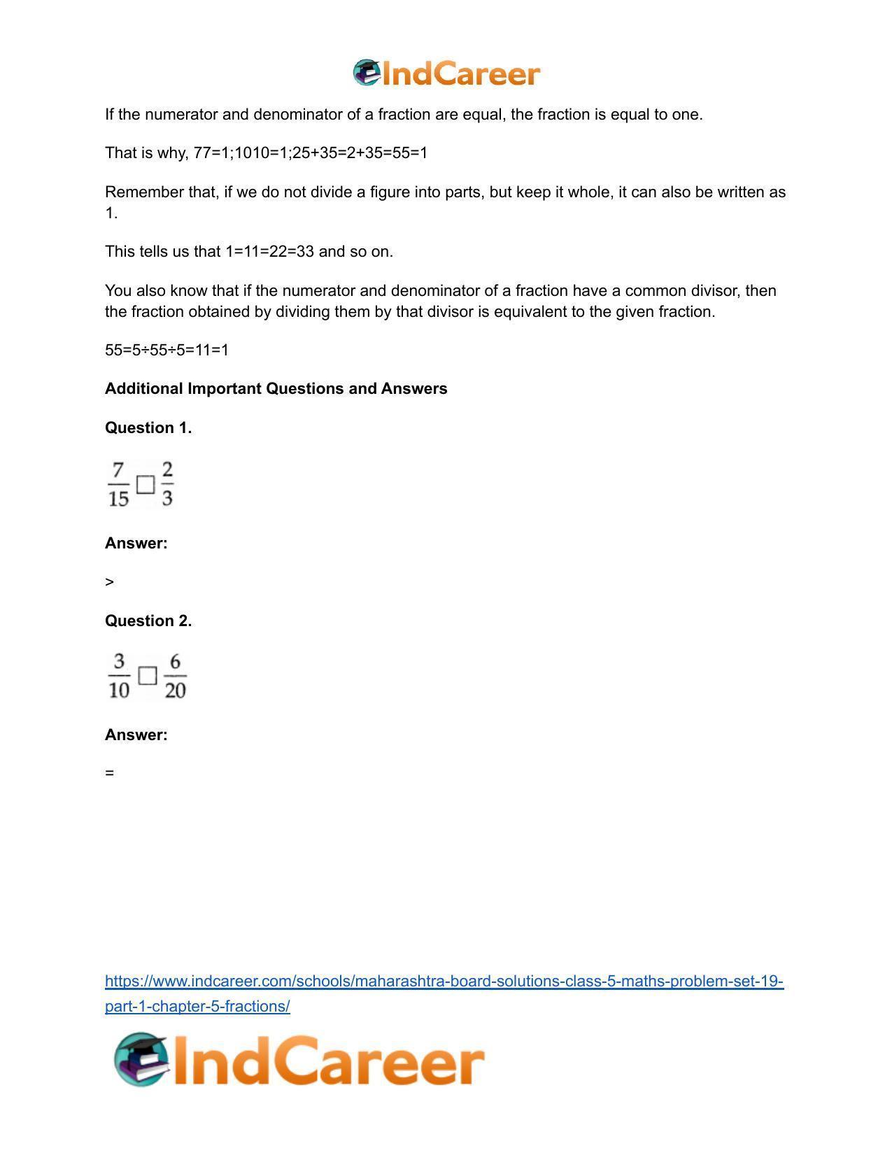 Maharashtra Board Solutions Class 5-Maths (Problem Set 19) - Part 1: Chapter 5- Fractions - Page 7