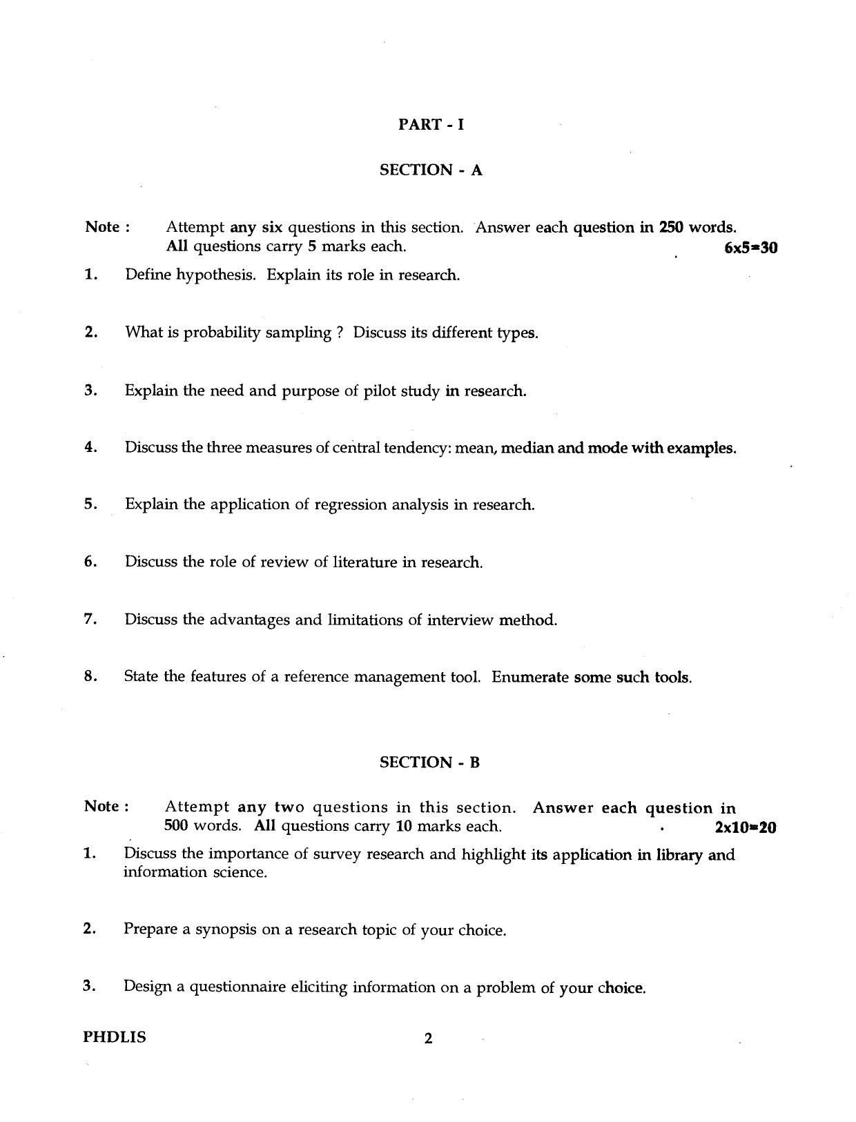 IGNOU PhD Entrance Test Ph.D Library And Information Science 2016 Question Paper - Page 2