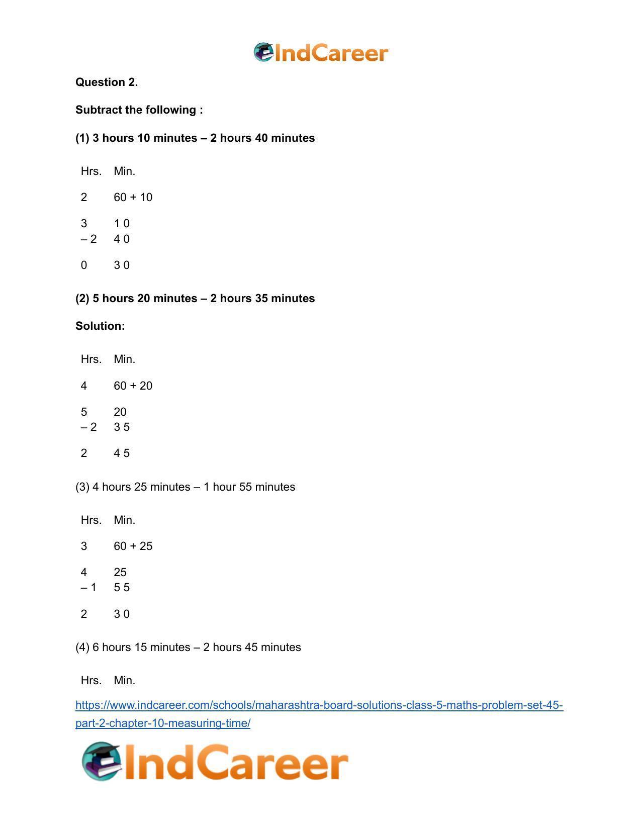 Maharashtra Board Solutions Class 5-Maths (Problem Set 45) - Part 2: Chapter 10- Measuring Time - Page 4
