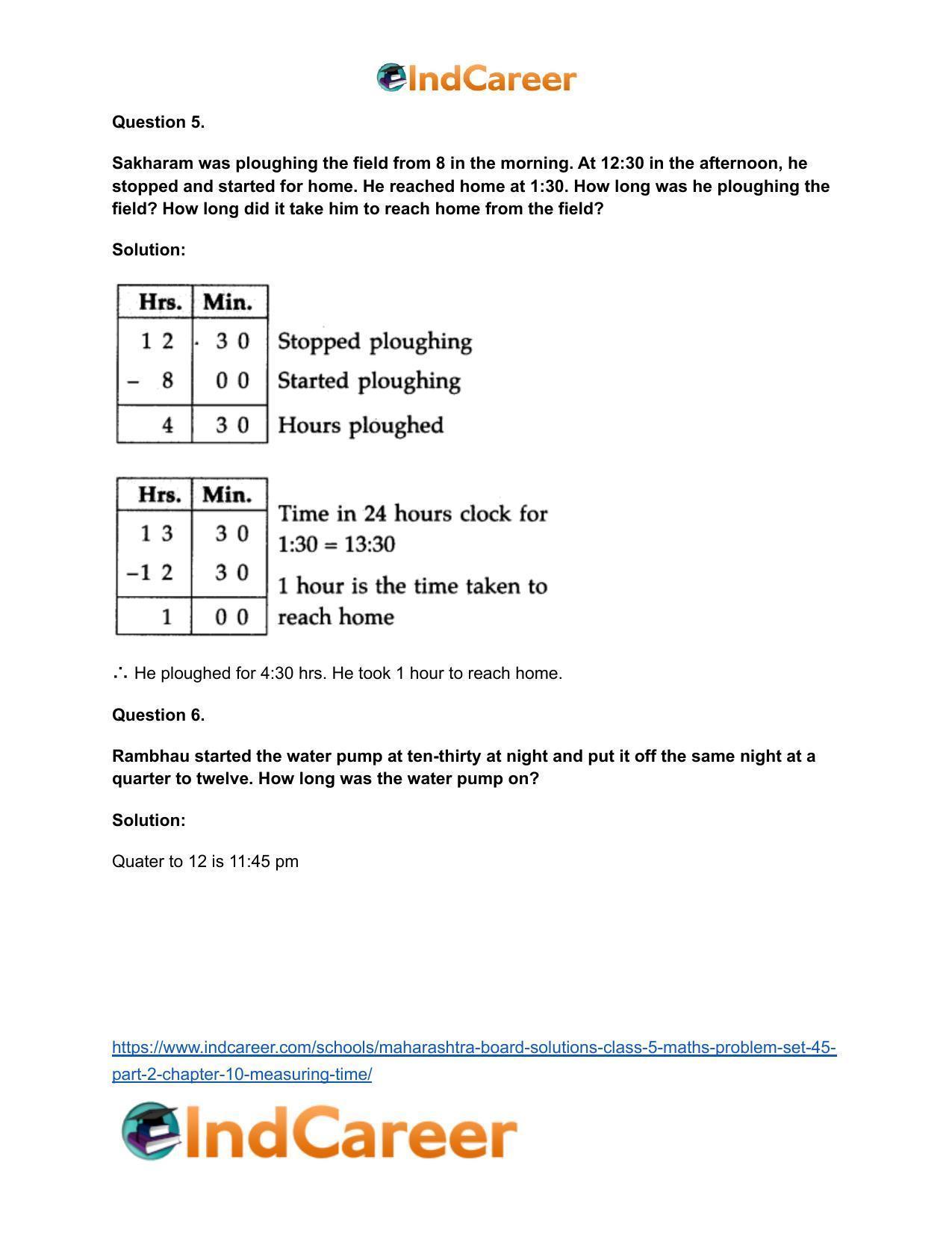 Maharashtra Board Solutions Class 5-Maths (Problem Set 45) - Part 2: Chapter 10- Measuring Time - Page 6