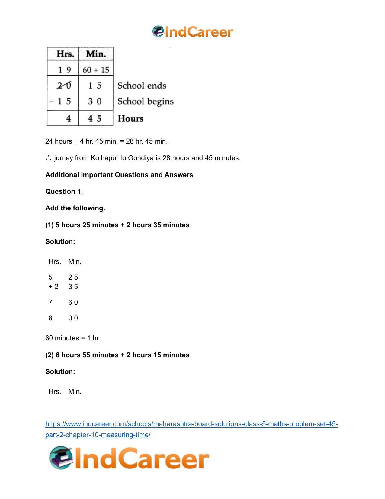 Maharashtra Board Solutions Class 5-Maths (Problem Set 45) - Part 2: Chapter 10- Measuring Time - Page 9
