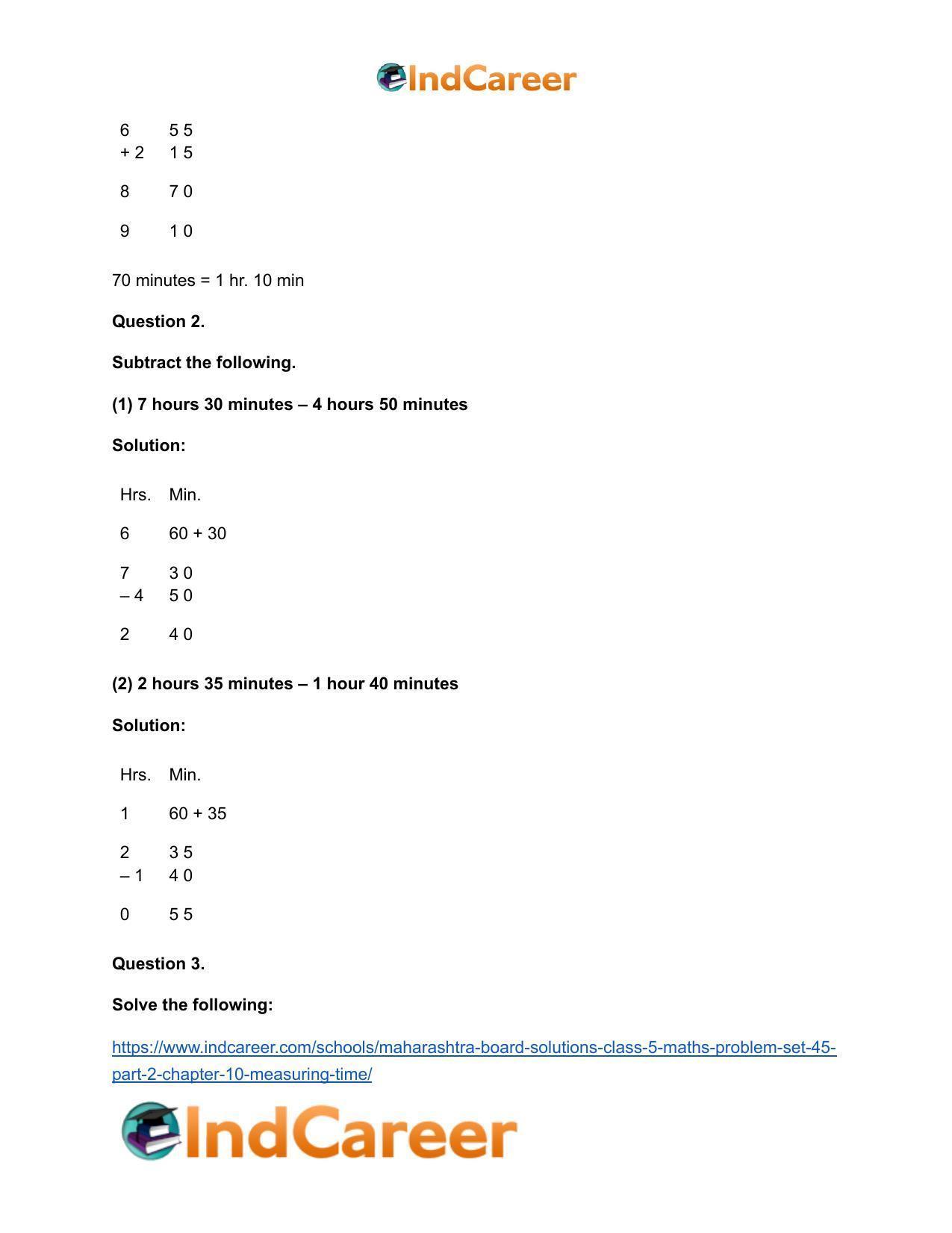 Maharashtra Board Solutions Class 5-Maths (Problem Set 45) - Part 2: Chapter 10- Measuring Time - Page 10