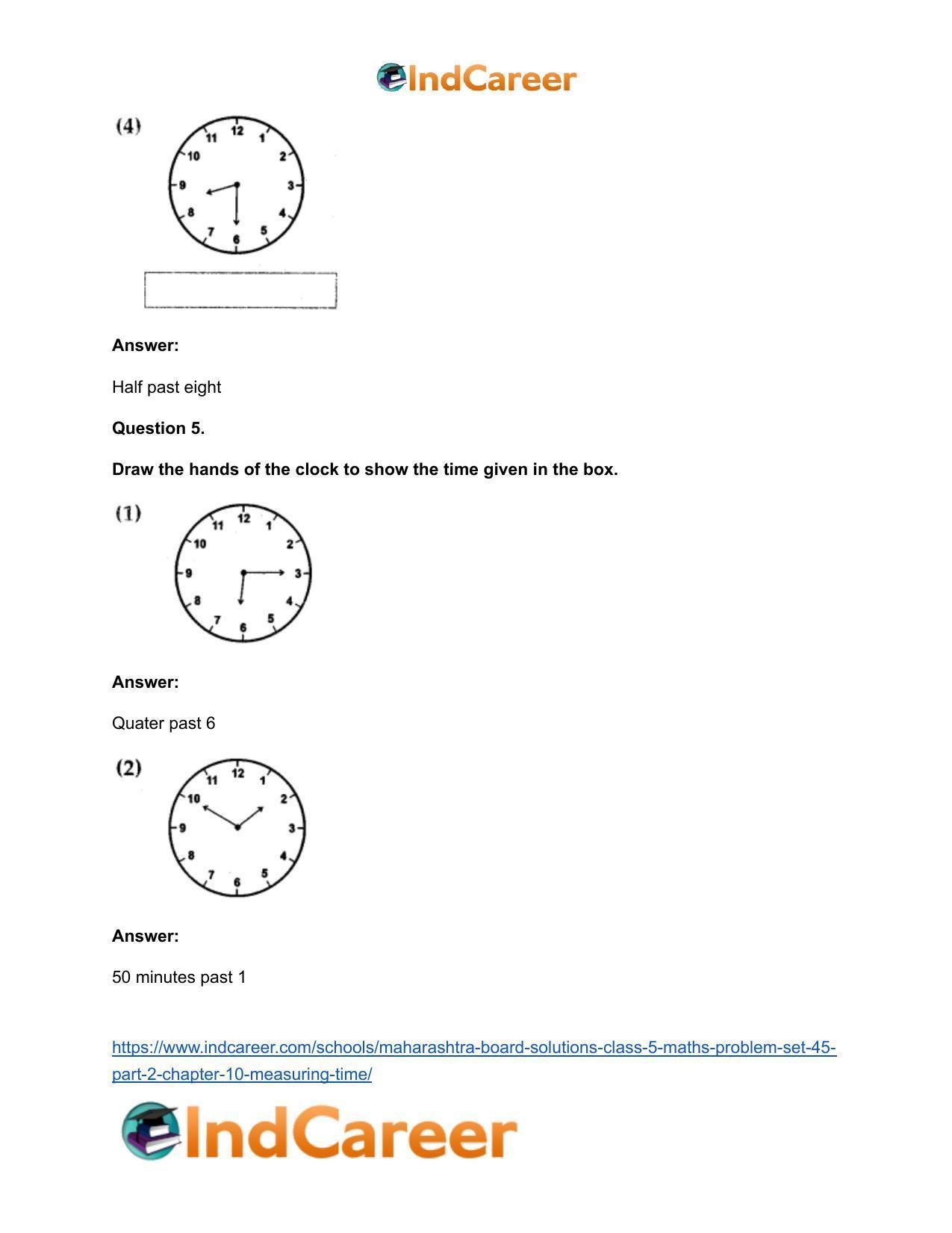 Maharashtra Board Solutions Class 5-Maths (Problem Set 45) - Part 2: Chapter 10- Measuring Time - Page 13