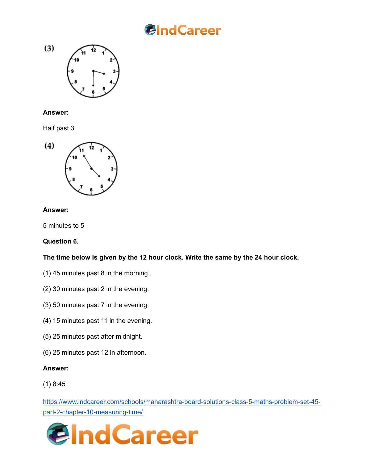 Maharashtra Board Solutions Class 5-Maths (Problem Set 45) - Part 2: Chapter 10- Measuring Time - Page 14