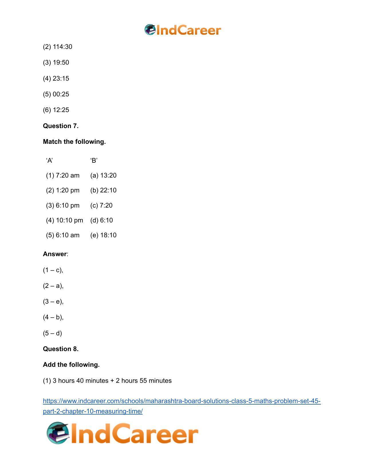 Maharashtra Board Solutions Class 5-Maths (Problem Set 45) - Part 2: Chapter 10- Measuring Time - Page 15