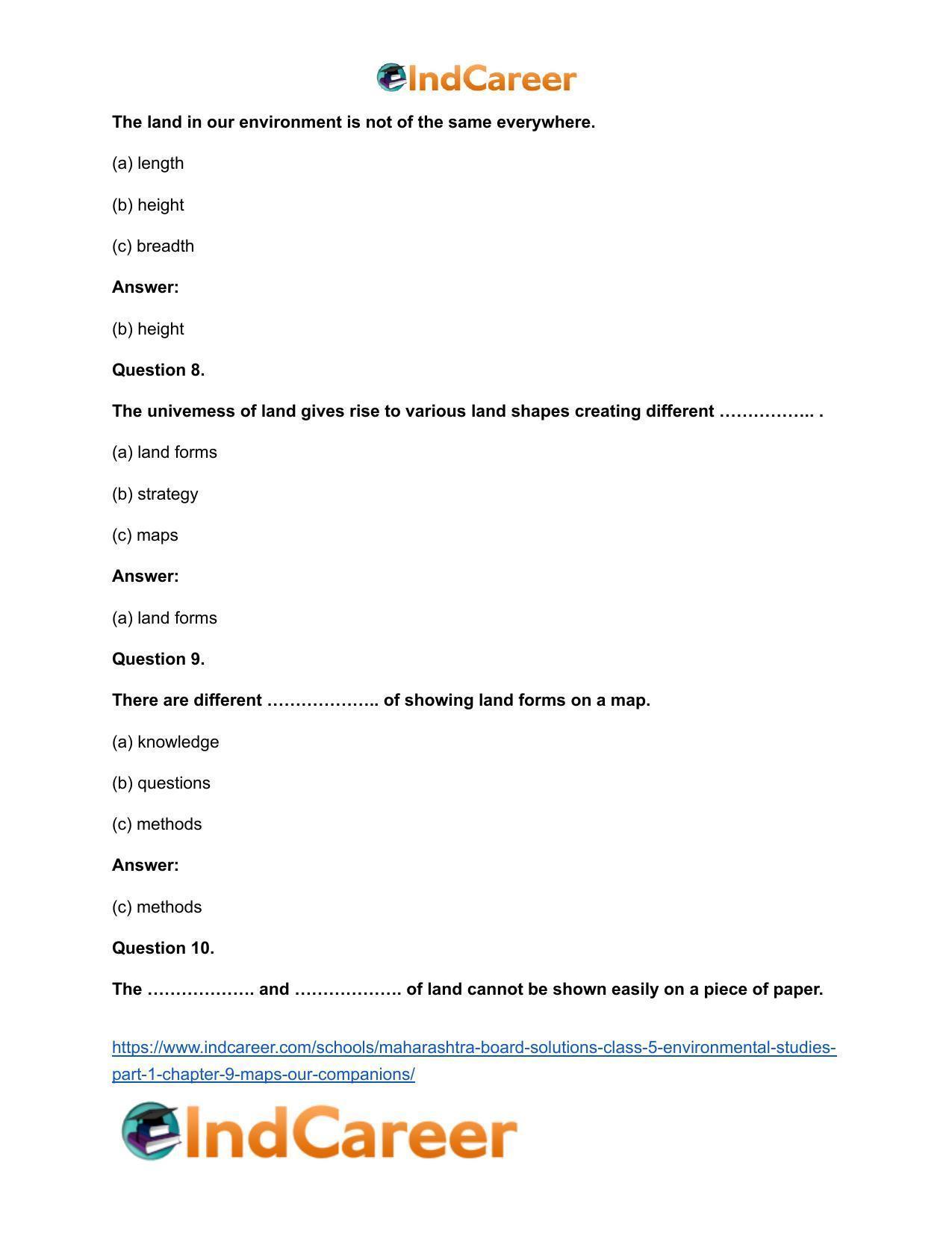 Maharashtra Board Solutions Class 5-Environmental Studies (Part 1): Chapter 9- Maps - Our Companions - Page 8