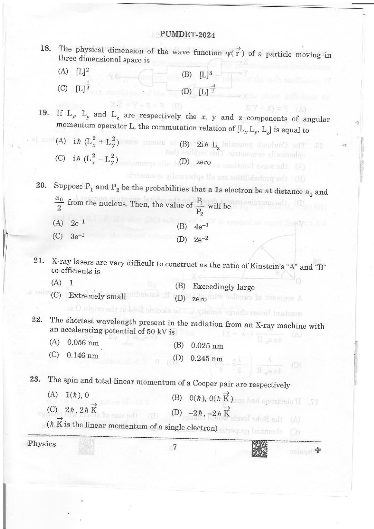 PUMDET 2024 Physics Question Paper - Page 7