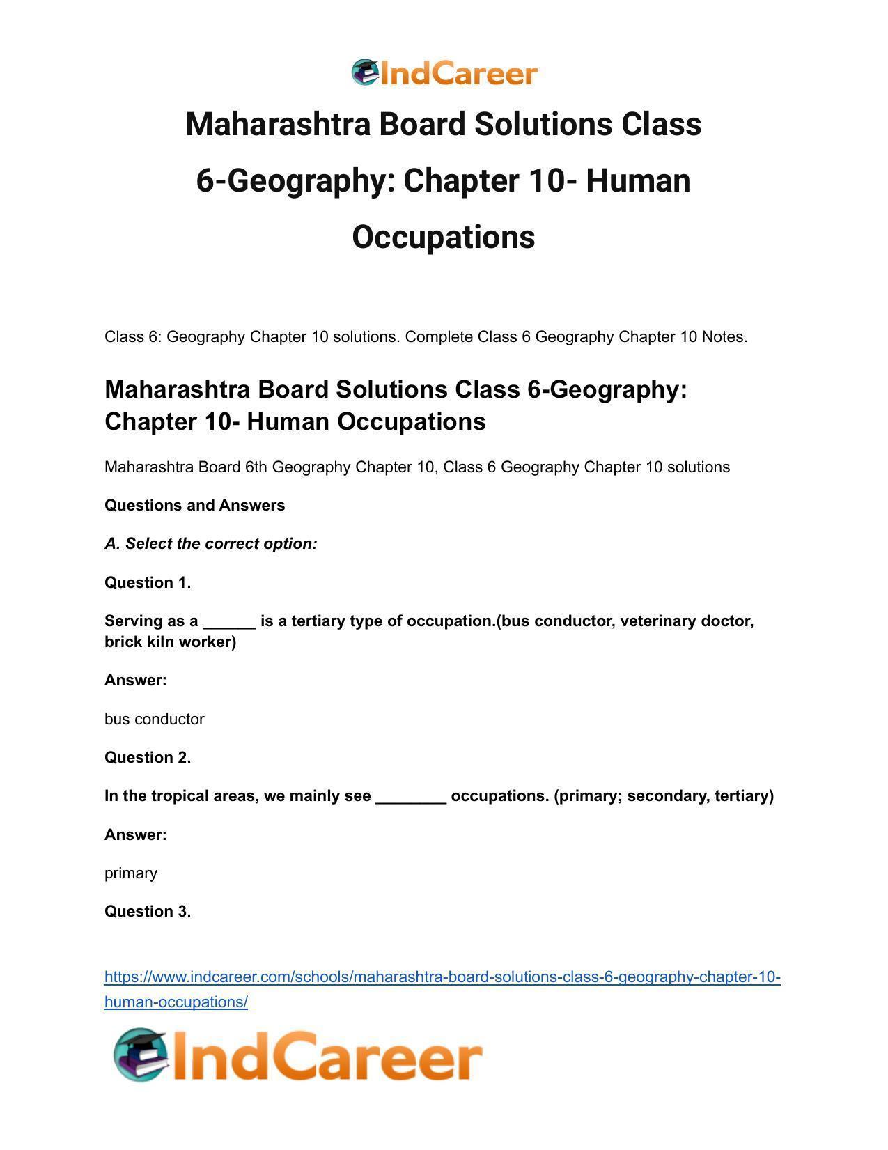 Maharashtra Board Solutions Class 6-Geography: Chapter 10- Human Occupations - Page 2