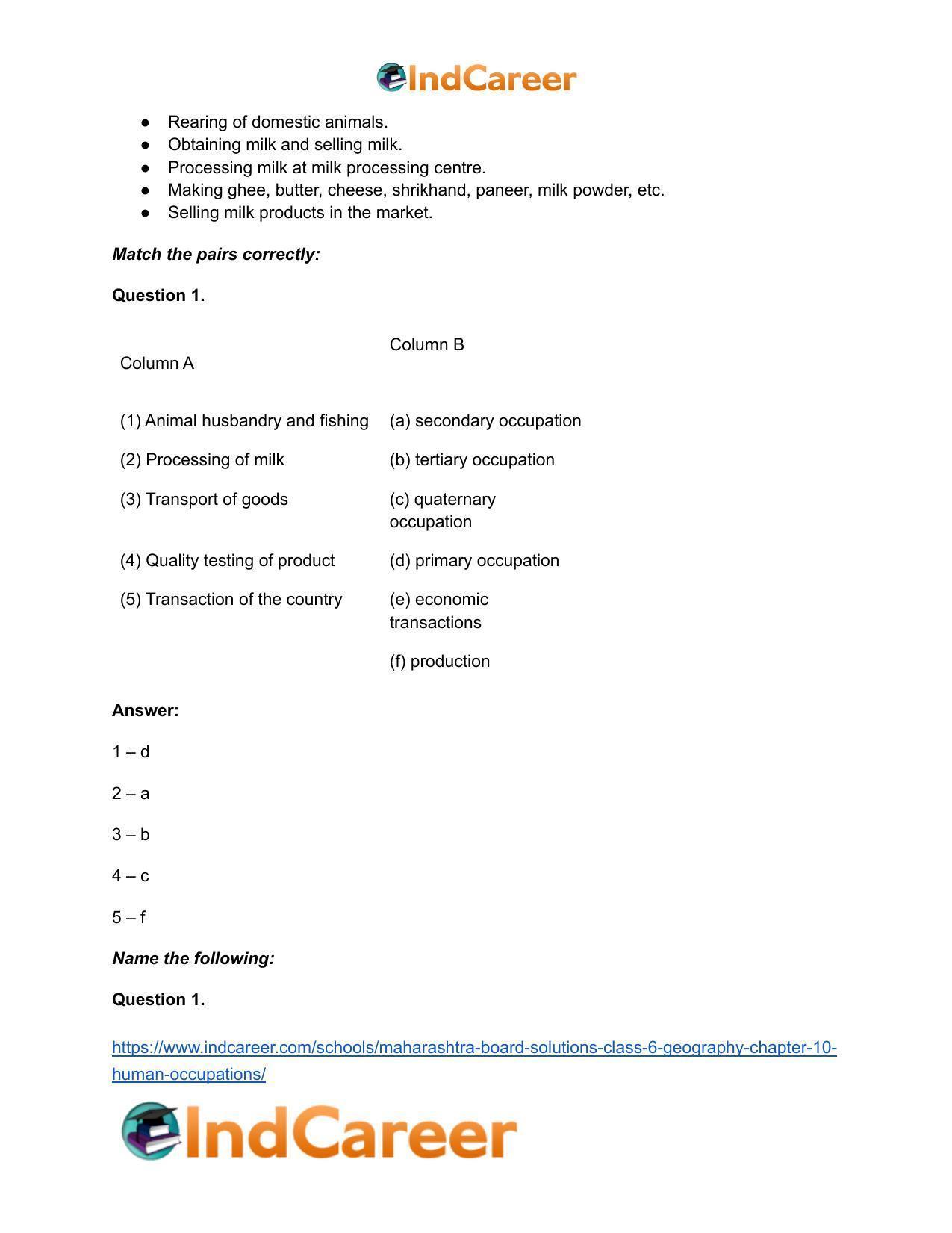 Maharashtra Board Solutions Class 6-Geography: Chapter 10- Human Occupations - Page 22