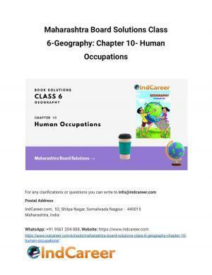 Maharashtra Board Solutions Class 6-Geography: Chapter 10- Human Occupations